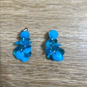 Vintage Clip-On Blue Cluster Earrings